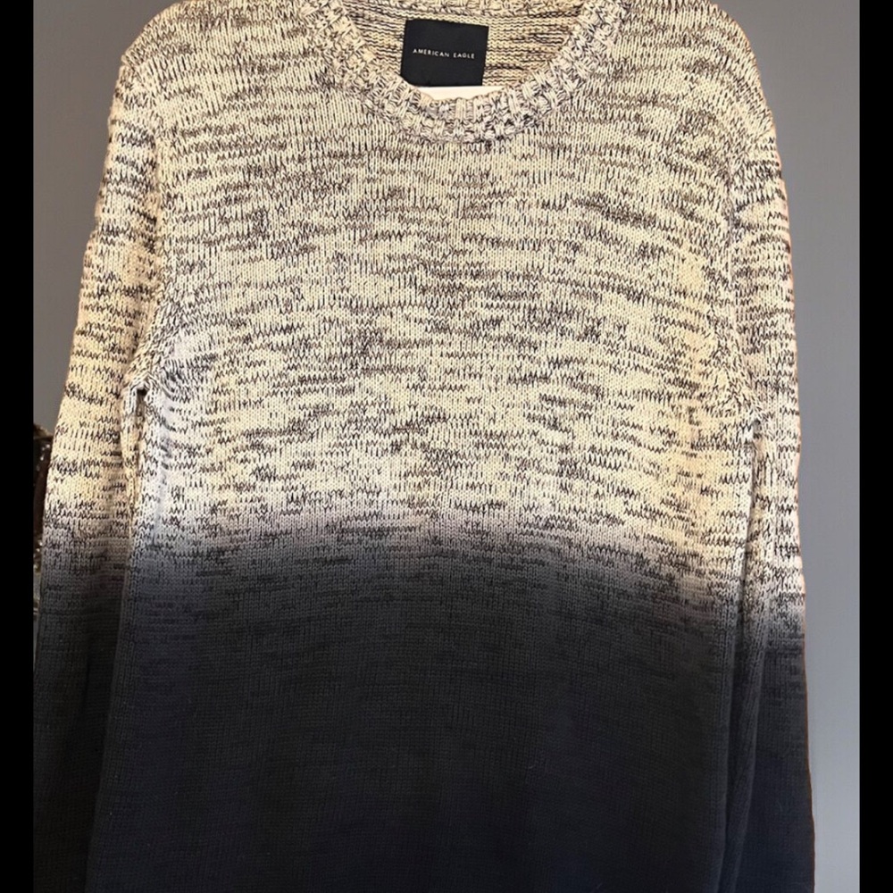 American eagle Men’s Preppy Collegiate Scholar Ombré 💯% Cotton Sweater Sz Med - Picture 2 of 13